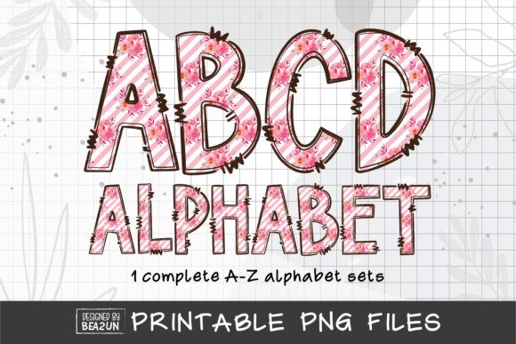 Download Pink Rose Stripe Alphabet Sublimation - Premium Resources